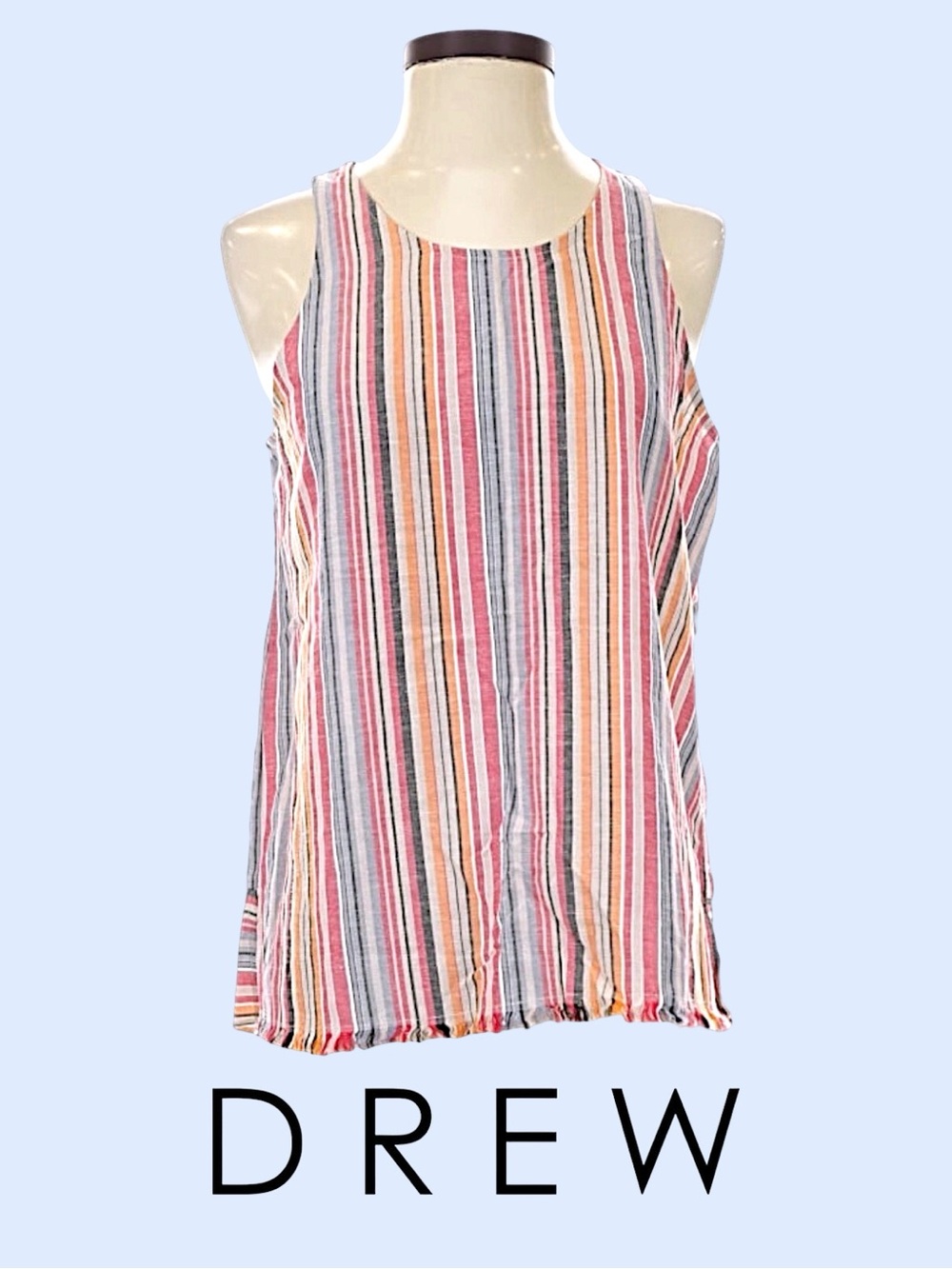 Anthropologie • NWT DREW Rainbow Striped Linen Tank Top || Medium